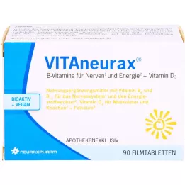 VITANEURAX B grupės vitaminai + D3 plėvele dengtos tabletės, 90 vnt