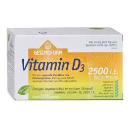 Sveikos formos vitaminas D3 2 500 I.e.Vega kepurės (100 vnt.)