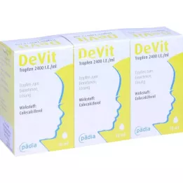 DEVIT Lašai 2400 TV/ml Geriamieji lašai, 3X10 ml