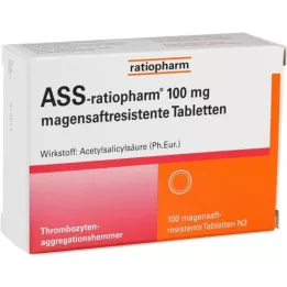 ASS-ratiopharm 100 mg skrandžio sulčių tabletės, 100 vnt