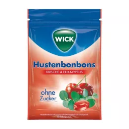 WICK Laukinės vyšnios &amp; Eukalipto saldainiai be cukraus maišelio, 72 g