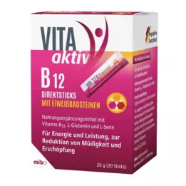 VITA AKTIV B12 tiesioginiai lazdelės su baltyminiais statybiniais blokais, 20 vnt