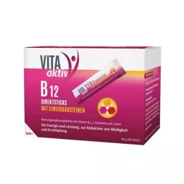 VITA AKTIV B12 tiesioginiai lazdelės su baltyminiais statybiniais blokais, 60 vnt