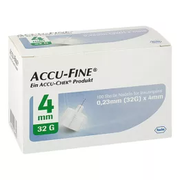ACCU FINE sterilios adatos insulino švirkštimo priemonėms 4 mm 32 G, 100 vnt