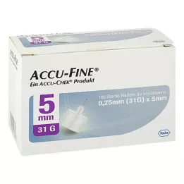 ACCU FINE sterilios adatos insulino švirkštimo priemonėms 5 mm 31 G, 100 vnt