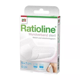 RATIOLINE Žaizdos tvarstis 7x5 cm sterilus, 5 vnt