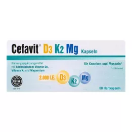 CEFAVIT D3 K2 Mg 2000 TV kietos kapsulės, 60 vnt
