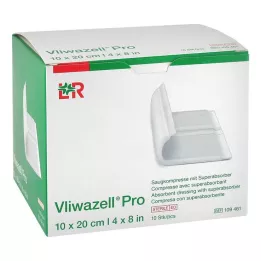 VLIWAZELL Pro superabsorbentas kompresas sterilus 10x20 cm, 10 vnt