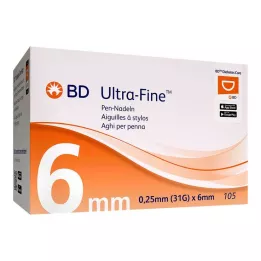 BD ULTRA-FINE Rašiklio adatos 6 mm 31 G 0,25 mm, 105 vnt