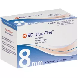 BD ULTRA-FINE Rašiklio adatos 8 mm 31 G 0,25 mm, 105 vnt