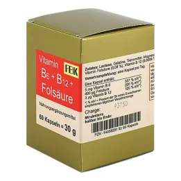 Vitaminas B6 + B12 + folio rūgšties kapsulės, 60 vnt