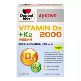 DOPPELHERZ Vitaminas D3 2000+K2 sistemos tabletės, 120 vnt