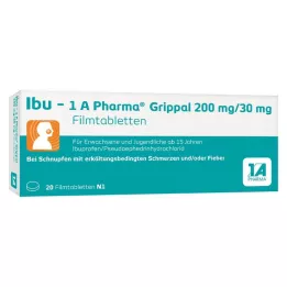 IBU-1A Pharma Grippal 200 mg/30 mg plėvele dengtos tabletės, 20 vnt