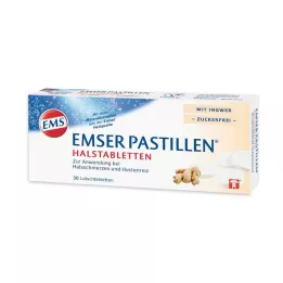 EMSER Pastilinės gerklės pastilės su imbieru be cukraus, 30 vnt