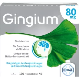 GINGIUM 80 mg plėvele dengtos tabletės, 120 vnt