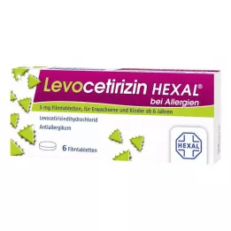 LEVOCETIRIZIN HEXAL nuo alergijos 5 mg plėvele dengtos tabletės, 6 vnt