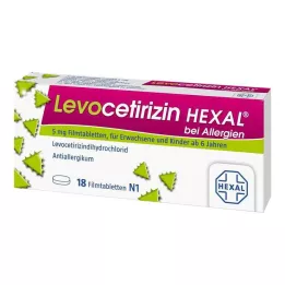 LEVOCETIRIZIN HEXAL nuo alergijos 5 mg plėvele dengtos tabletės, 18 vnt