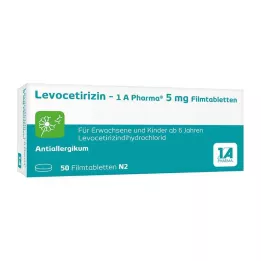 LEVOCETIRIZIN-1A Pharma 5 mg plėvele dengtos tabletės, 50 vnt