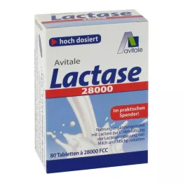 LACTASE 28 000 FCC tablečių dozatoriuje, 80 vnt