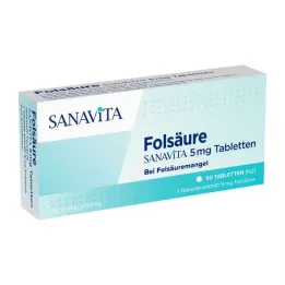 FOLSÄURE SANAVITA 5 mg tabletės, 50 vnt