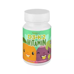 VITAMIN D3+K2 vaikiškos kramtomosios tabletės veganiškos, 120 vnt