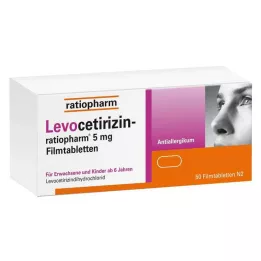 LEVOCETIRIZIN-ratiopharm 5 mg plėvele dengtos tabletės, 50 vnt