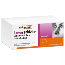 LEVOCETIRIZIN-ratiopharm 5 mg plėvele dengtos tabletės, 100 vnt