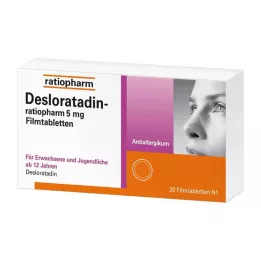 DESLORATADIN-ratiopharm 5 mg plėvele dengtos tabletės, 20 vnt