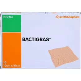 BACTIGRAS antiseptinė parafininė marlė 10x10 cm, 10 vnt
