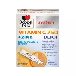 DOPPELHERZ Vitaminas C 750 Depo sistema Granulės, 20 vnt