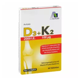 Vitaminas D3+K2 2000 TV, 60 vnt