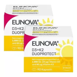 EUNOVA DuoProtect D3+K2 1 000 TV/80 μg kapsulių derinys, 2x90 vnt
