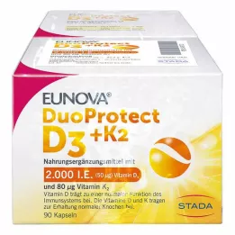 EUNOVA DuoProtect D3+K2 2 000 TV/80 μg kapsulių derinys, 2x90 vnt