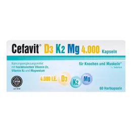 Cefavit D3 K2 Mg 4000 TV kietos kapsulės, 60 vnt