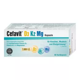 CEFAVIT D3 K2 Mg 7 000 TV kietos kapsulės, 60 vnt