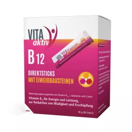 VITA AKTIV B12 tiesioginiai lazdelės su baltyminiais statybiniais blokais, 90 vnt