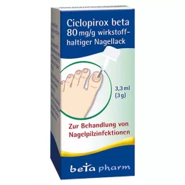 CICLOPIROX beta 80 mg/g veikliosios medžiagos nagų lakas, 3,3 ml