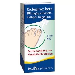 CICLOPIROX beta 80 mg/g veikliosios medžiagos nagų lakas, 6,6 ml