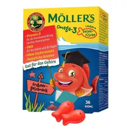 MÖLLERS Omega-3 Jelly Fish Braškių kramtomosios tabletės, 36 vnt