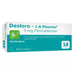 DESLORA-1A Pharma 5 mg plėvele dengtos tabletės, 6 vnt