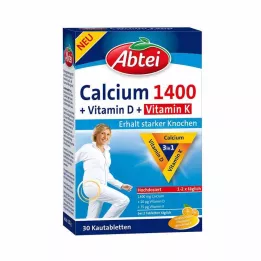 ABTEI Kalcis 1400+vitaminas D3+K kramtomosios tabletės, 30 vnt