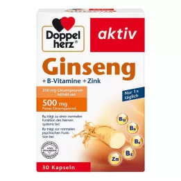 DOPPELHERZ Ženšenis 250 + B vitaminai + cinko kapsulės, 30 vnt