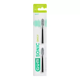GUM SONIC DAILY Keičiamos šepetėlio galvutės juodos, 2 vnt