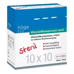 VLIESSTOFF-KOMPRESSEN sterilus 10x10 cm 4 kartus, 25X2 vnt