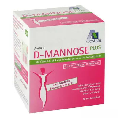D-MANNOSE PLUS 2000 mg Lazdelės su vitaminais ir mineralais, 60X2,47 g D-MANNOSE PLUS 2000 mg Lazdelės su vitaminais ir mineralais, 60X2,47 g