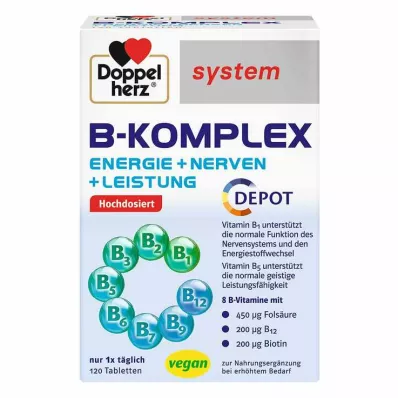 DOPPELHERZ B kompleksinės sistemos tabletės, 120 vnt DOPPELHERZ B kompleksinės sistemos tabletės, 120 vnt