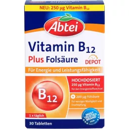 ABTEI Vitaminas B12 Plus Folio rūgšties depo tabletės, 30 vnt