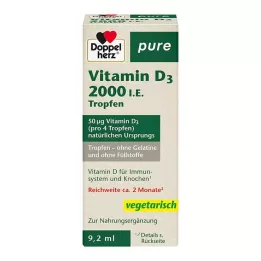DOPPELHERZ Vitaminas D3 2000 I.E. gryni lašai, 9,2 ml