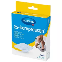 ES-KOMPRESSEN sterilus 7,5x7,5 cm 8 sluoksnių 17 siūlų, 5x2 vnt