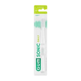 GUM Sonic Daily keičiamos šepetėlių galvutės baltos, 2 vnt